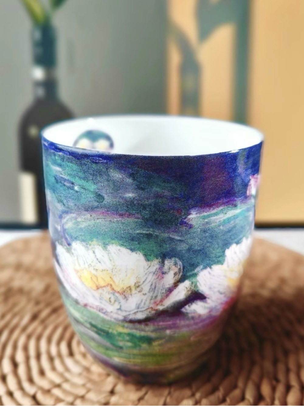 Floral Ceramic Mug in Blue and Green